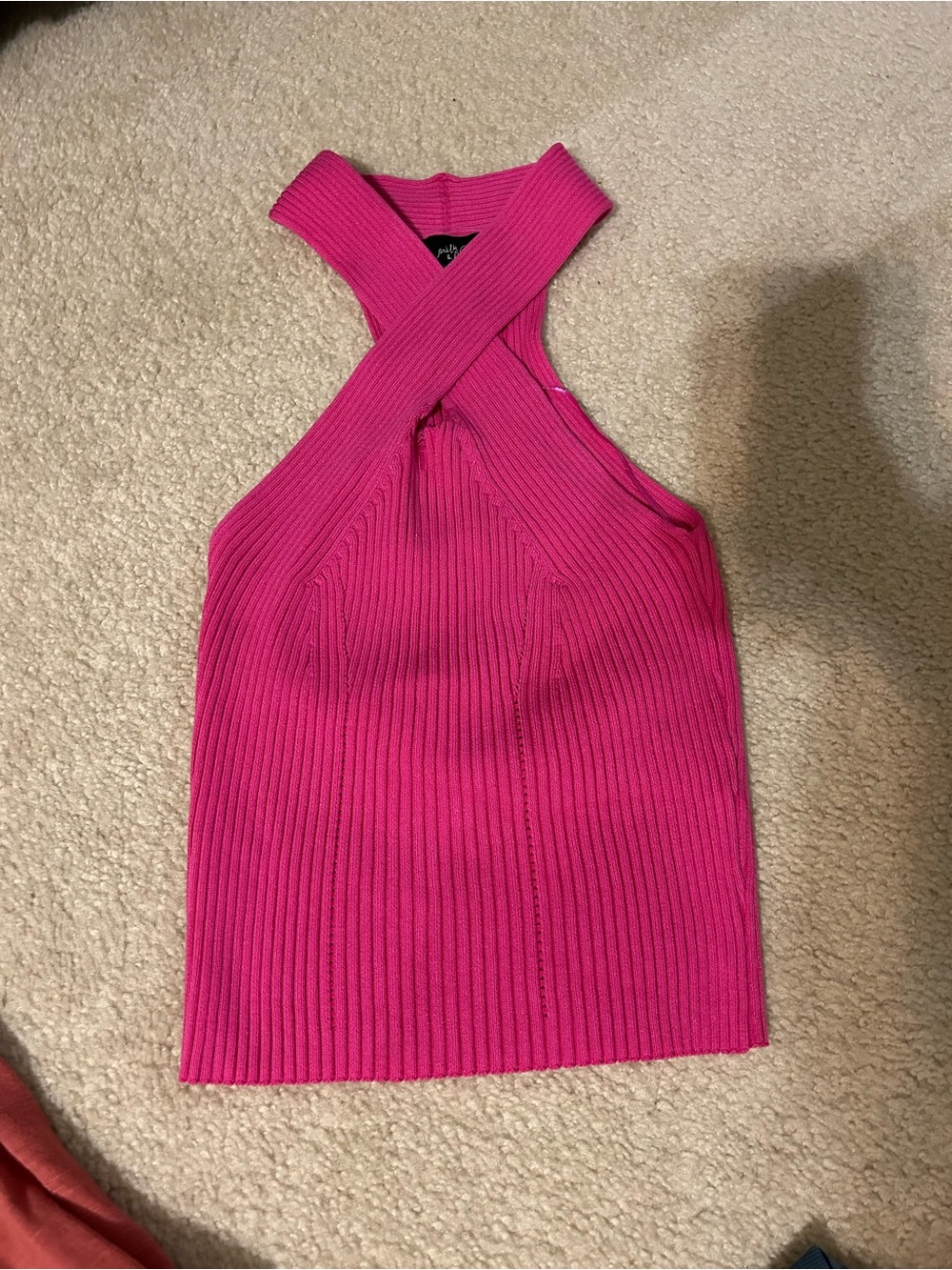 Hot Pink Ribbed Halter Top